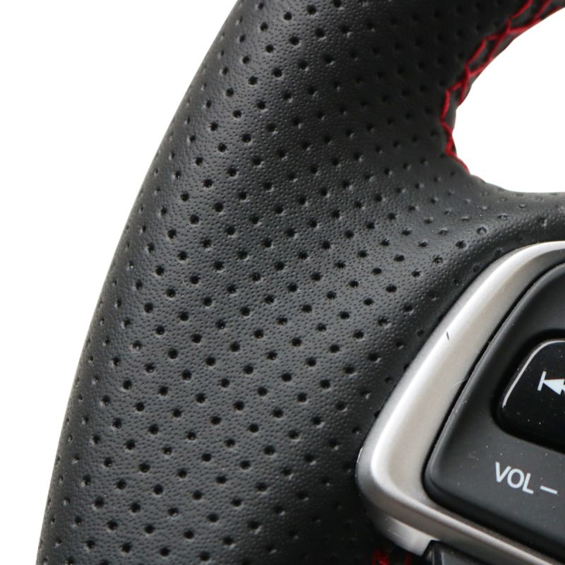 Loncky Auto Custom Fit OEM Black Genuine Leather Car Steering Wheel